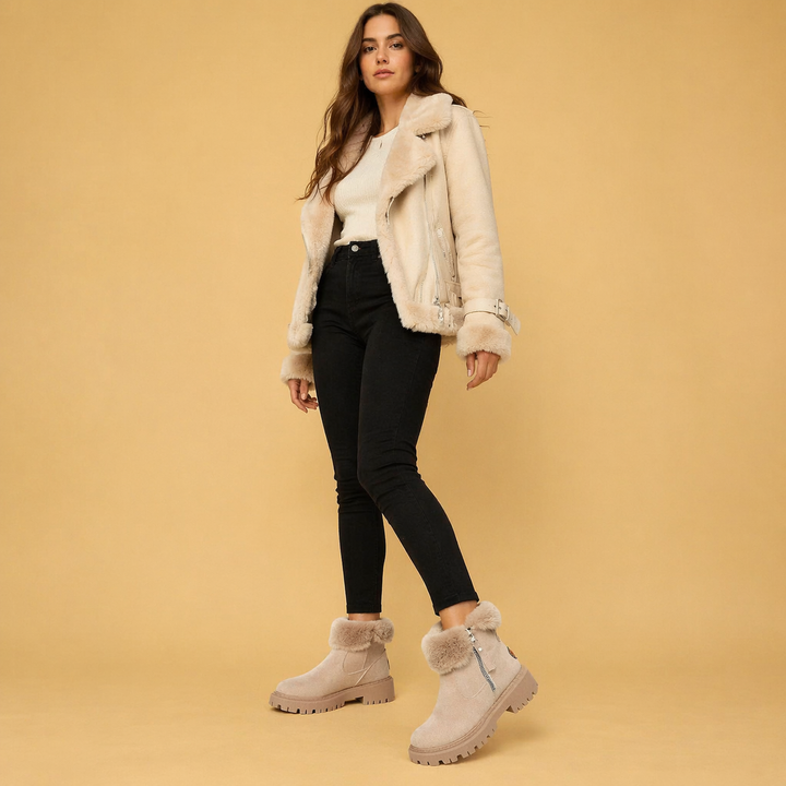 Bottes d'hiver en velours chaud pour femmes – Confort douillet et élégant