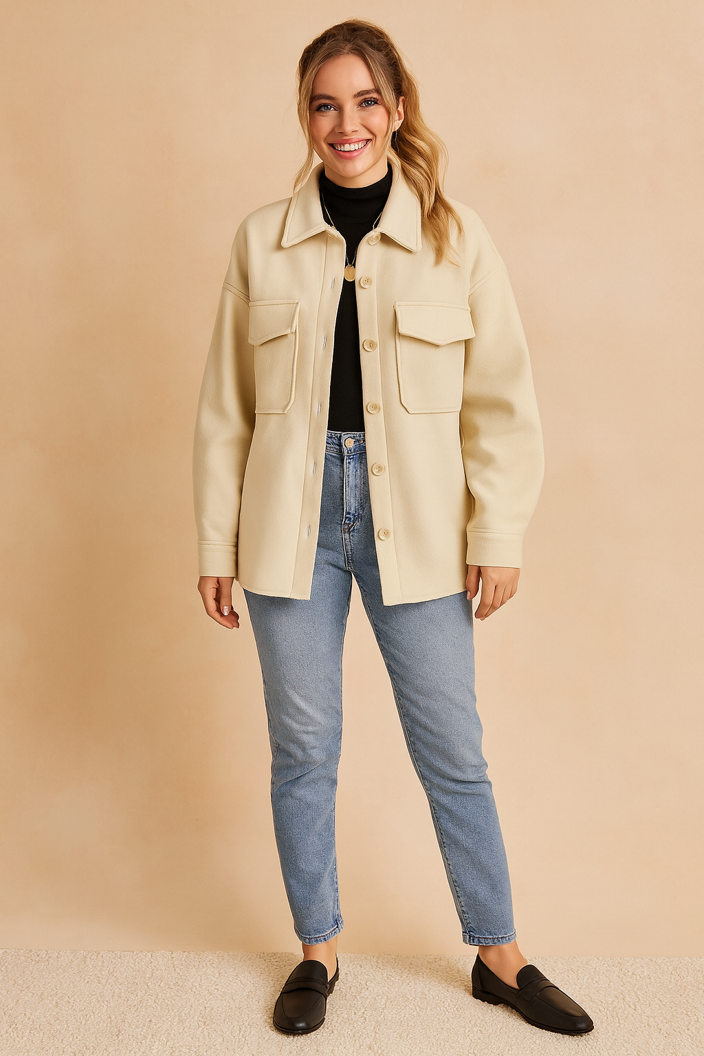 Monika | Oversized shirt jacket with pockets 2