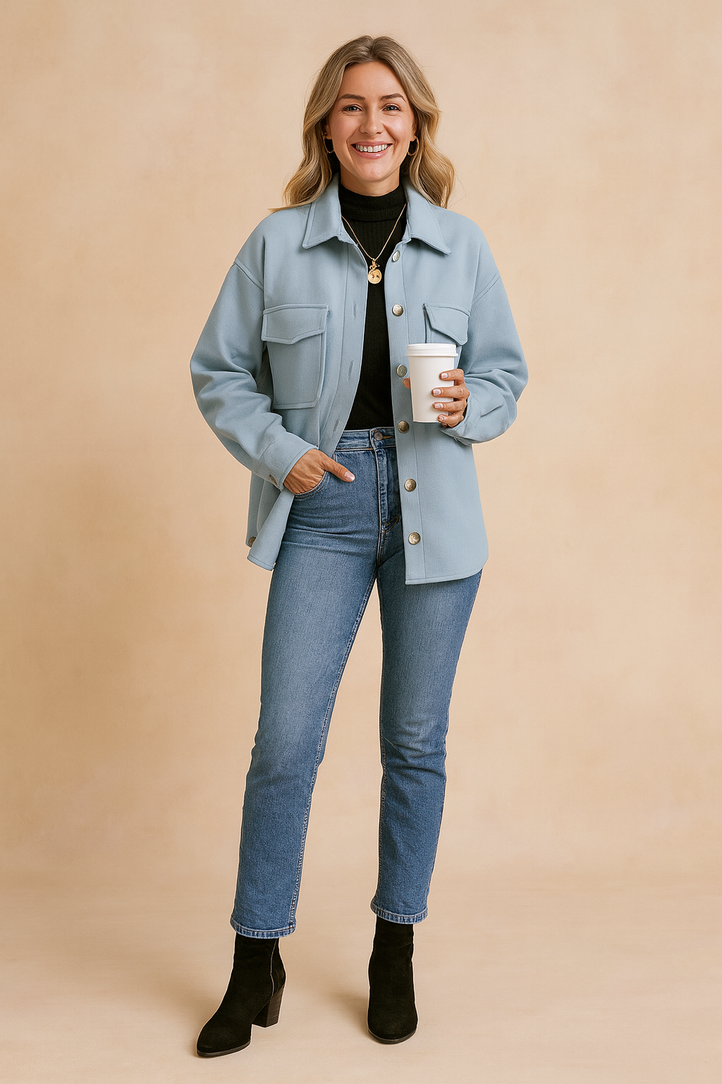 Monika | Oversized shirt jacket with pockets 3