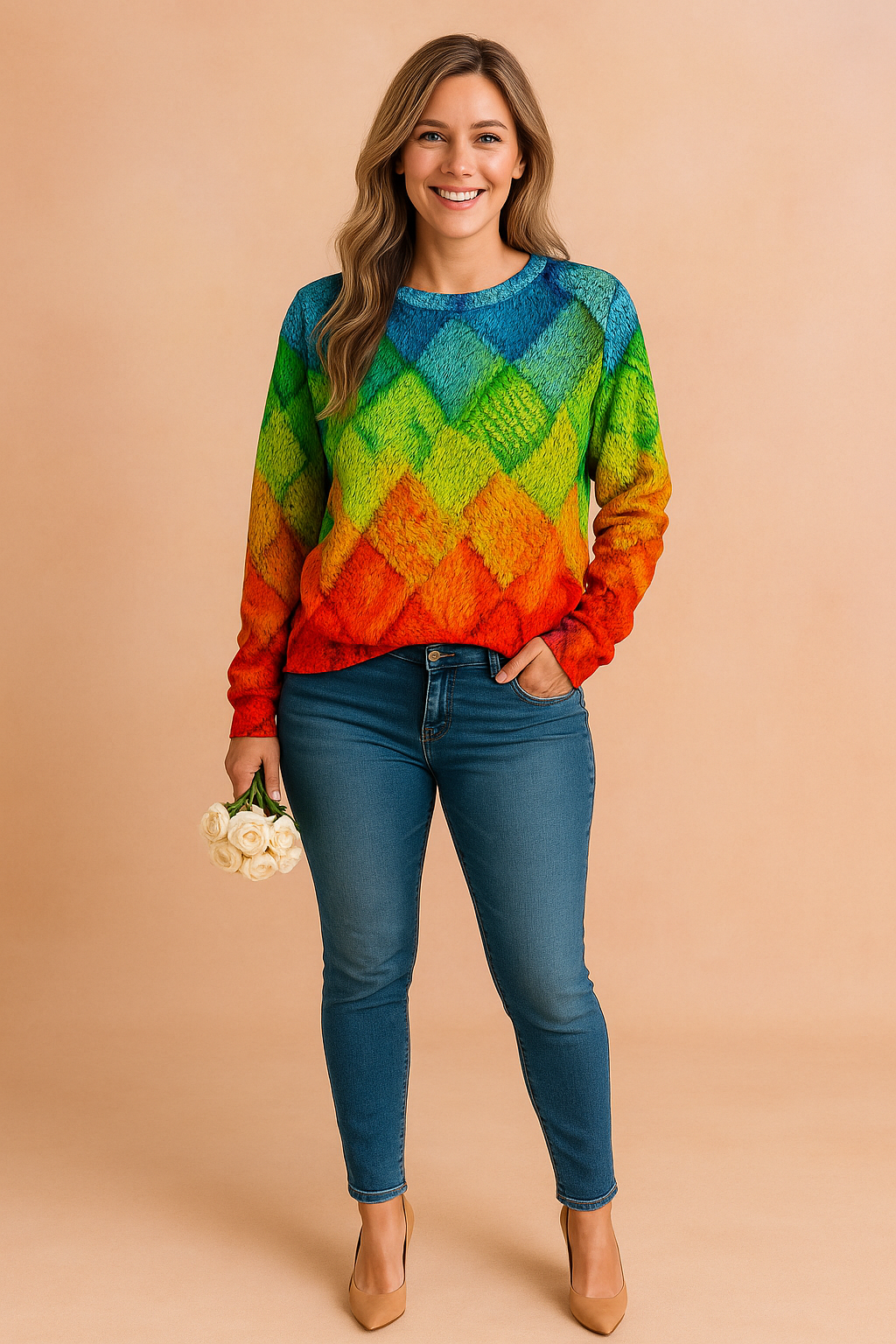 Monika | Sweater with a colorful woven pattern 1