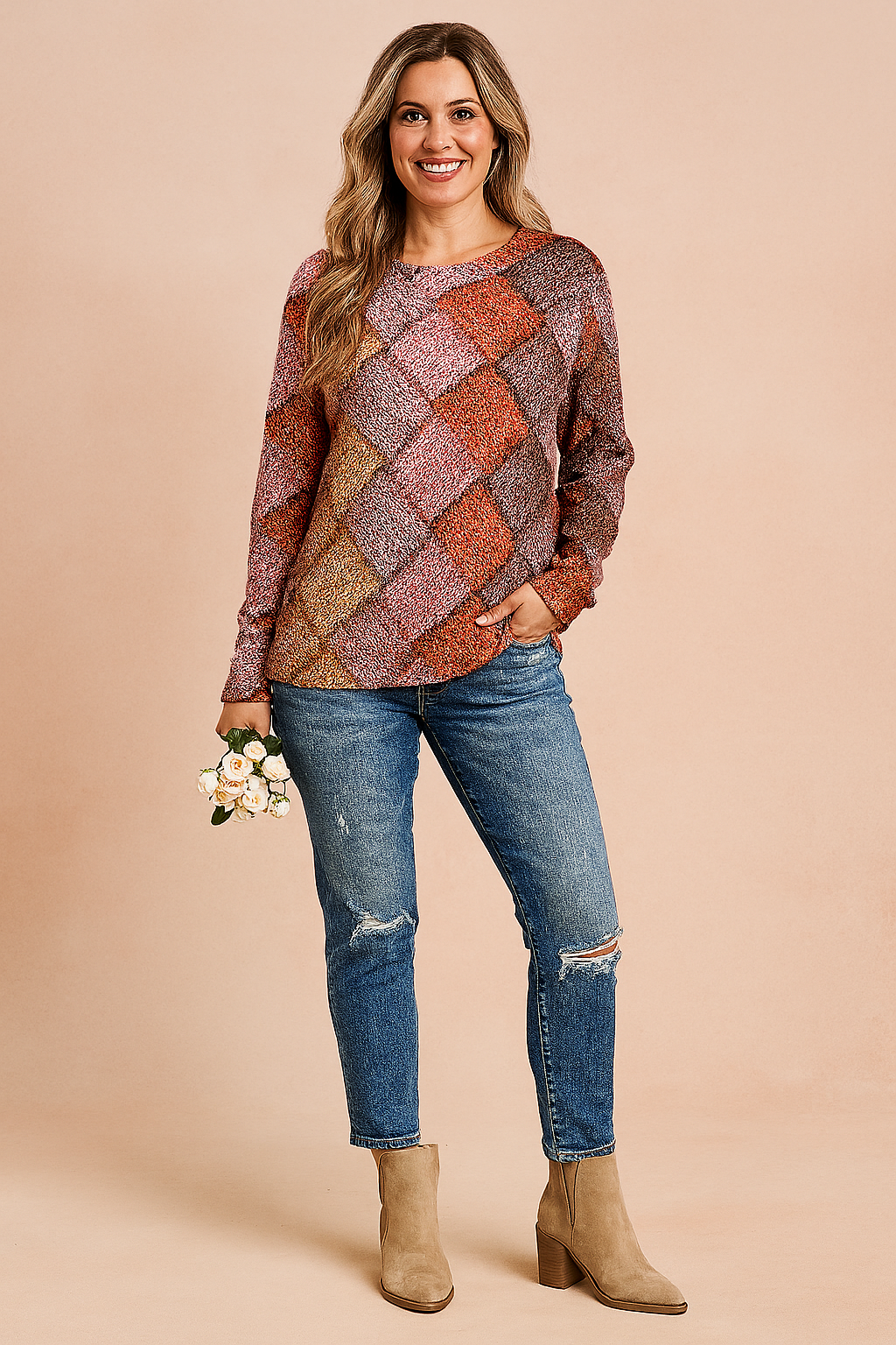 Monika | Sweater with a colorful woven pattern 2