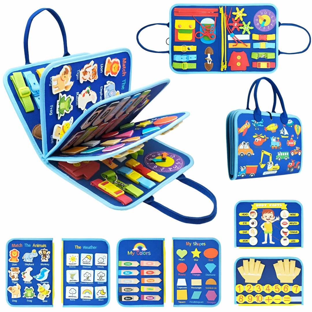 Montessori Busy Book for Toddlers Ages 2-5 – Interactive Educational Quiet Book with Zippers, Buttons, Laces, and Fine Motor Skill Activities 0