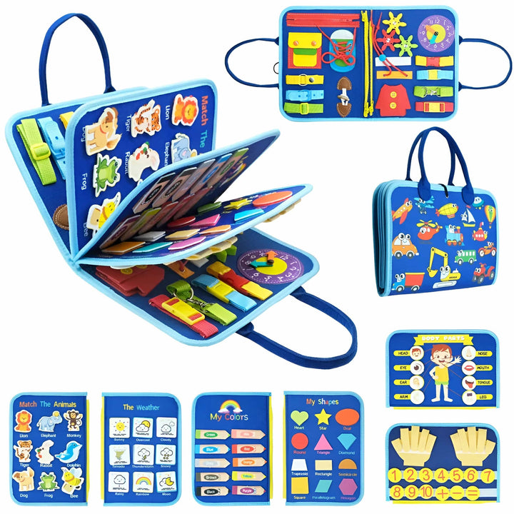 Montessori Busy Book for Toddlers Ages 2-5 – Interactive Educational Quiet Book with Zippers, Buttons, Laces, and Fine Motor Skill Activities 0