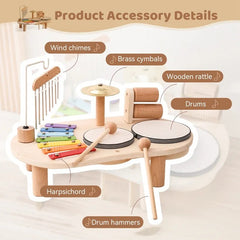 Montessori Musical Toys Drum Kit for Toddlers with Xylophone, Interactive Play Set for Rhythm and Motor Skill Development 3