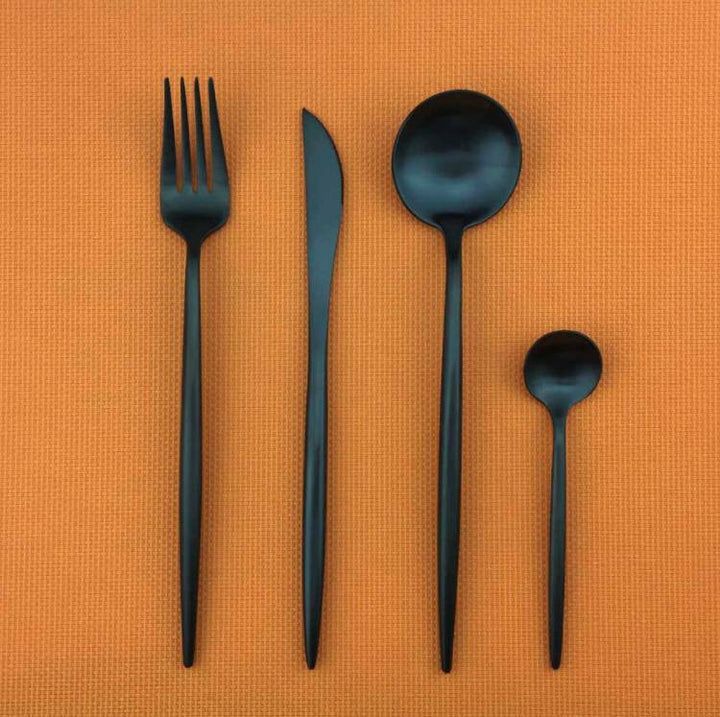 Napoli | Elegant Modern Black Stainless Steel Cutlery Set for Dining 6