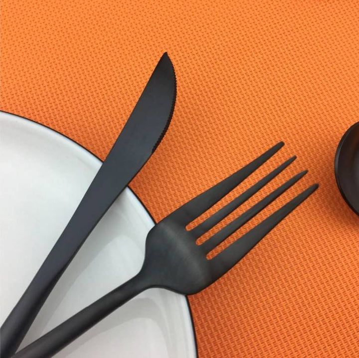 Napoli | Elegant Modern Black Stainless Steel Cutlery Set for Dining 7