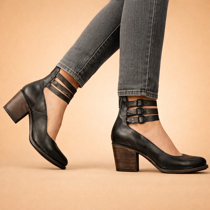 Natalia | Elegant block heel pumps with straps 0