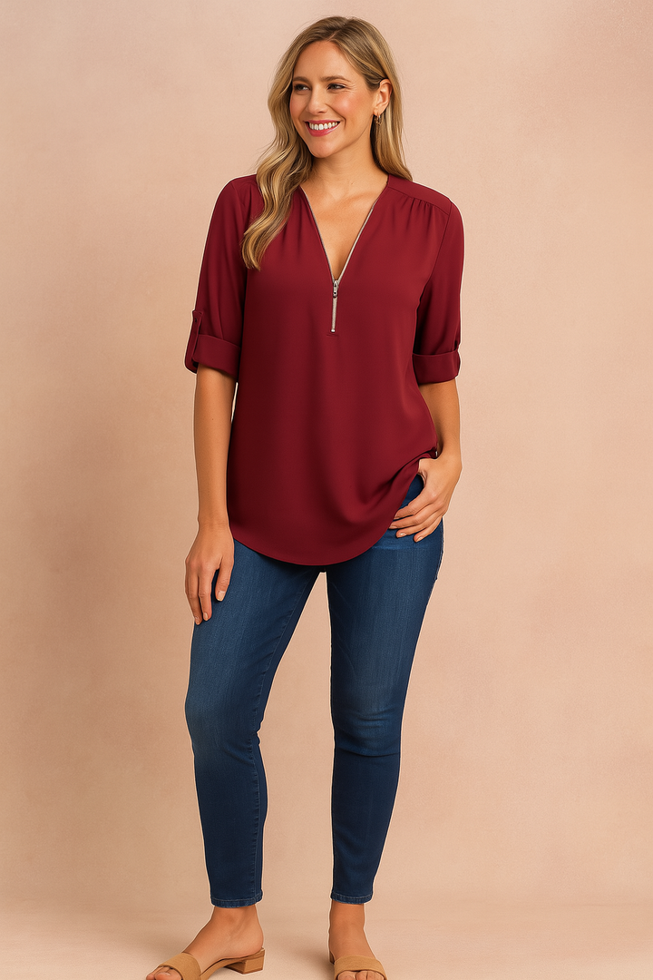 Nessa | Zippered blouse with 3/4 sleeves 8