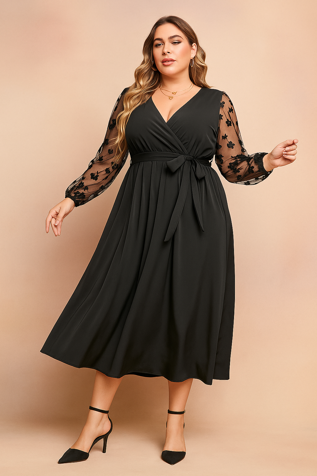Nita | Summer black dress in a wide range of sizes 0