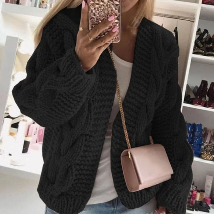 Nora | Damen Grob-Strick Cardigan Offene Strickjacke Oversized 0