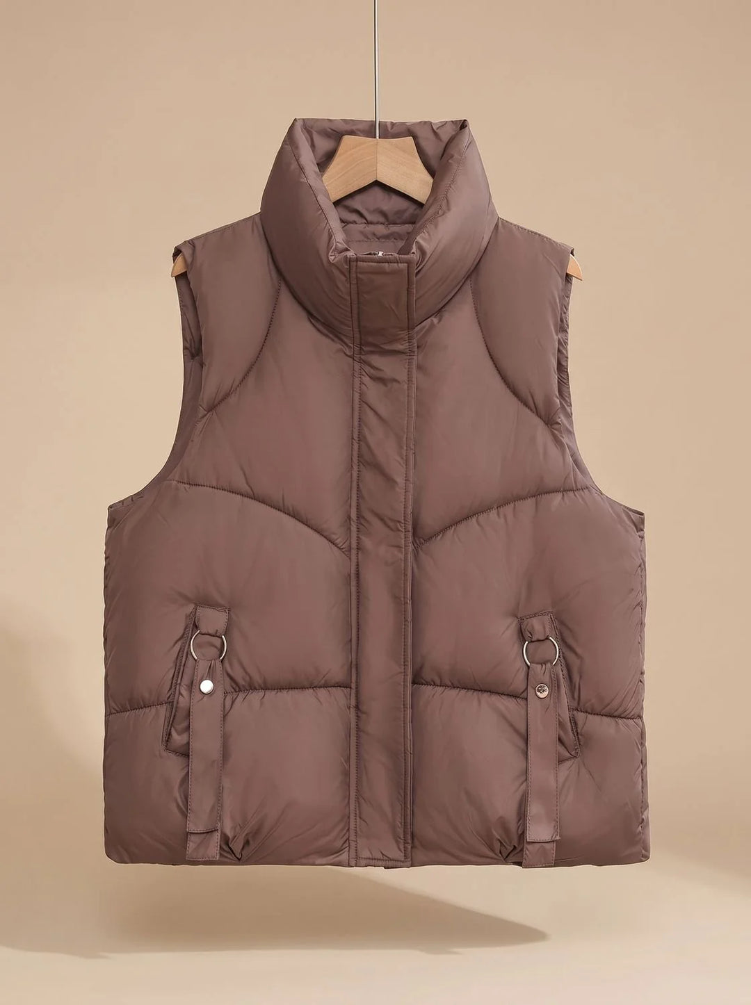Nora | Damen Steppweste Bodywarmer mit hohem Stehkragen und Zierriemen 0
