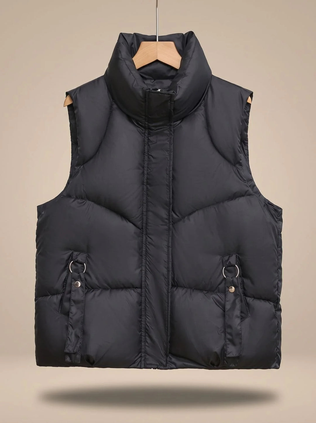 Nora | Damen Steppweste Bodywarmer mit hohem Stehkragen und Zierriemen 3