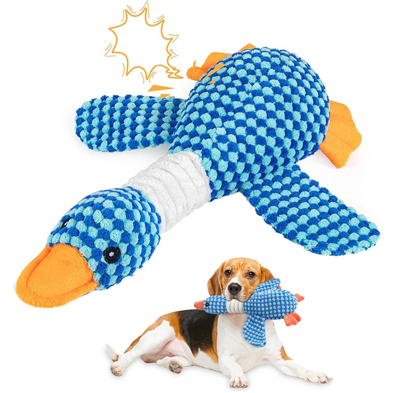 Plush dog chew toy with squeaking sound 0