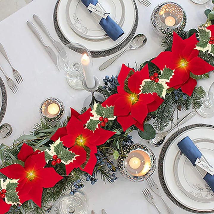 Poinsettia Glow | LED Star Garland Lights for Christmas Decor 2