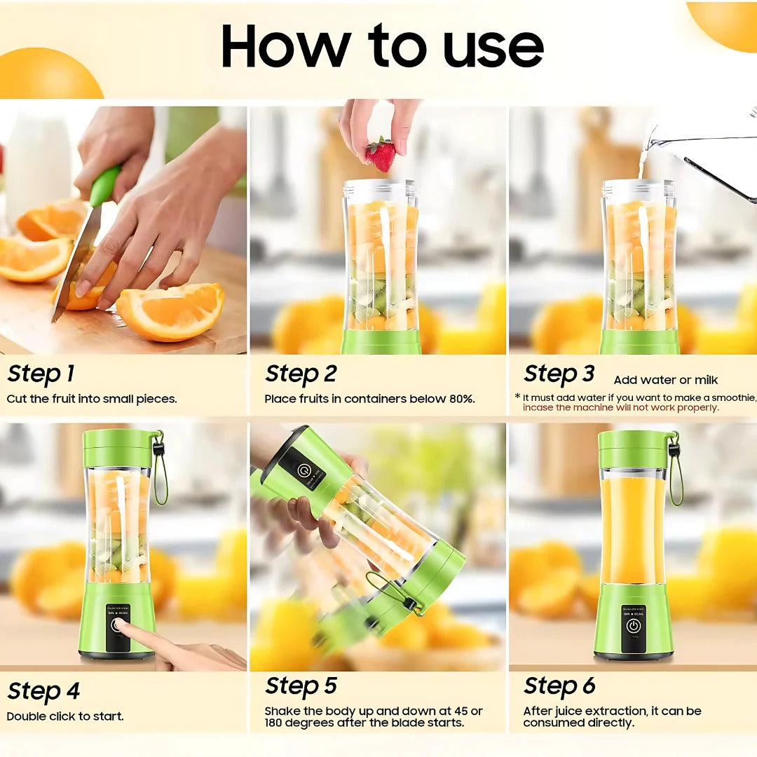 Portable Mini Electric Juicer Blender with One-Touch Operation, Rechargeable, Easy to Clean, Compact for Travel, 12 oz Capacity 3