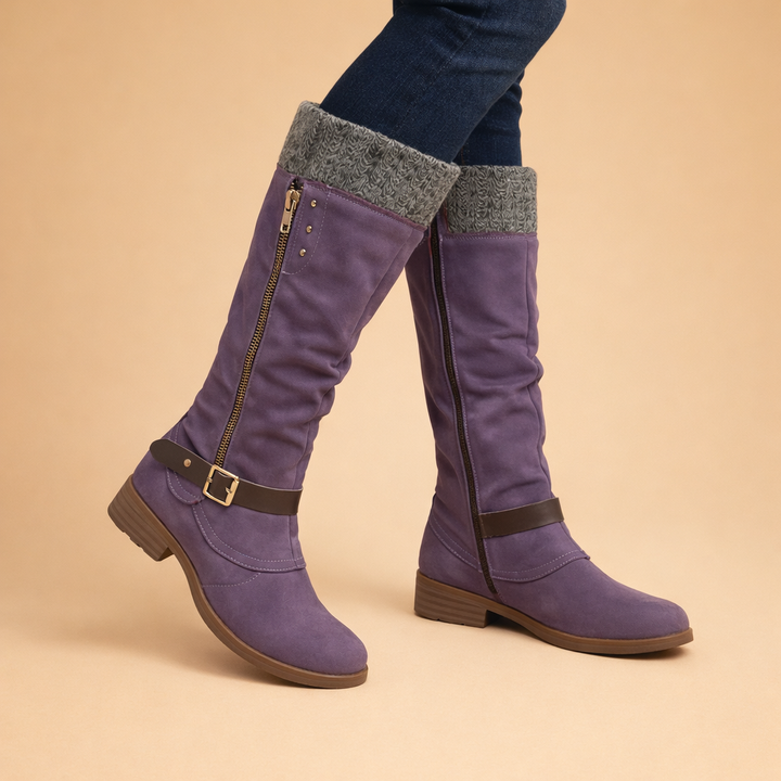 Bottes hautes jusqu'aux genoux avec fermeture éclair latérale pour femmes – Design élégant et confortable