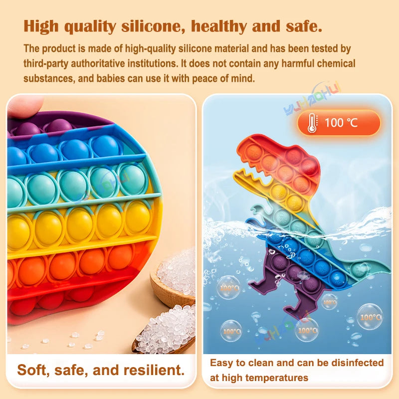 Rainbow Pop Fidget Toy – Silicone Sensory Toy for Stress Relief, Focus, and Play for Kids and Adults 5