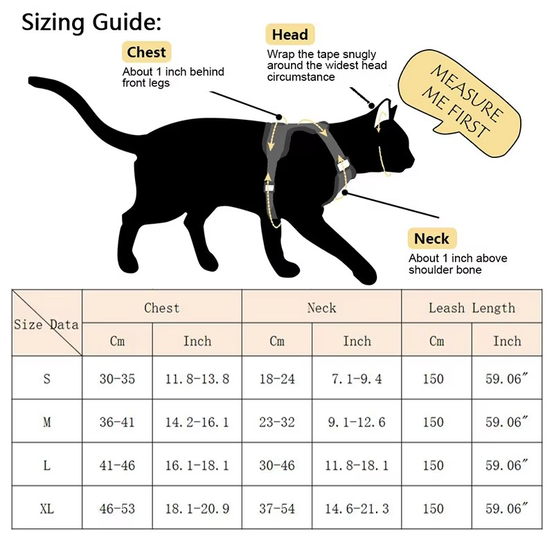 Reflective cat harness and leash set 1