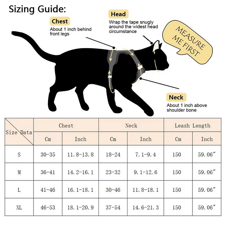Reflective cat harness and leash set 1