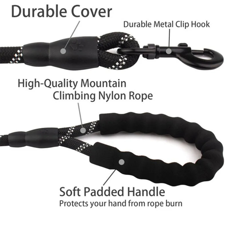 Reflective dog leash with padded handle 2