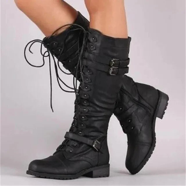 Retro-Schnürstiefel mit Schnalle 0