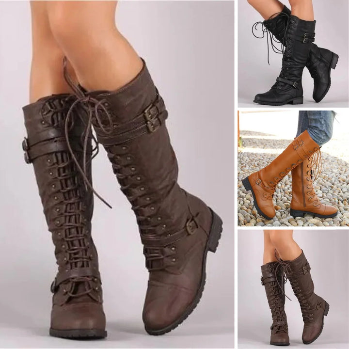 Retro-Schnürstiefel mit Schnalle 1