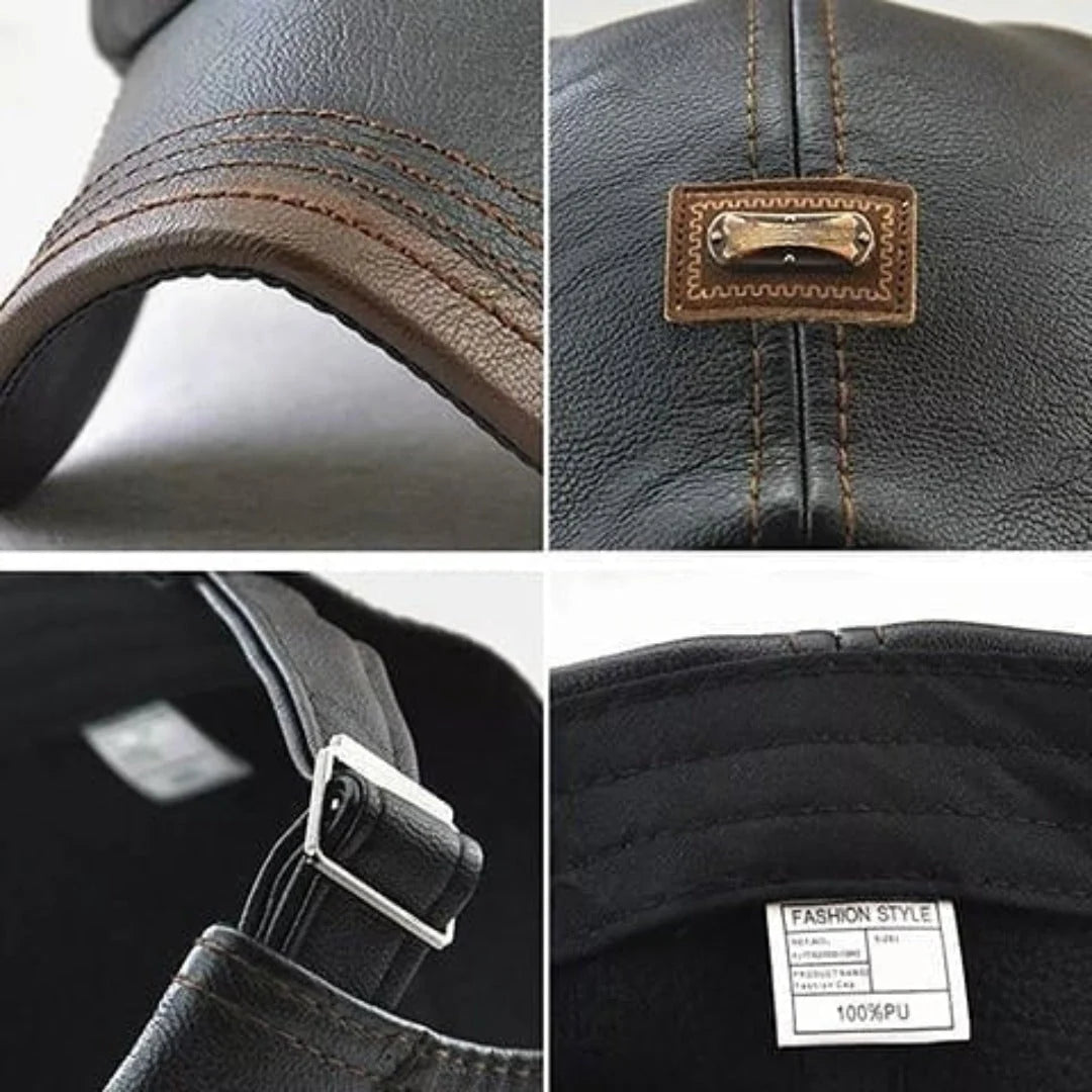 Retro Herren Lederbarett mit verstellbarem Band 8