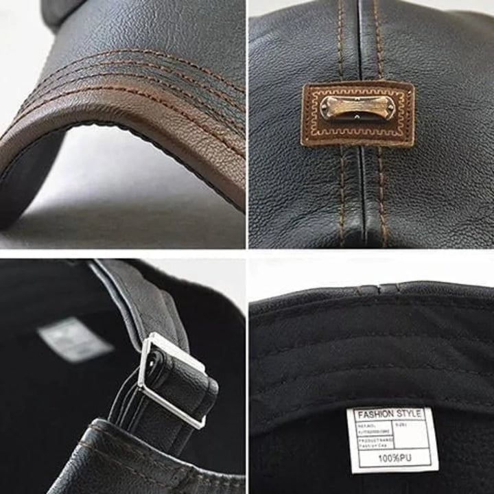 Retro Herren Lederbarett mit verstellbarem Band 8