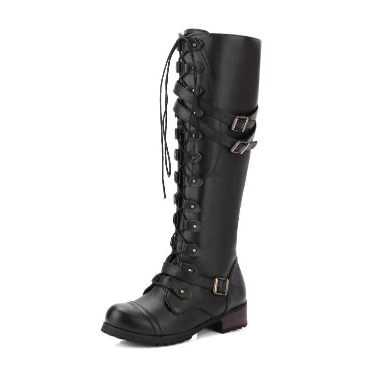Retro Schnürstiefel mit Schnalle 0
