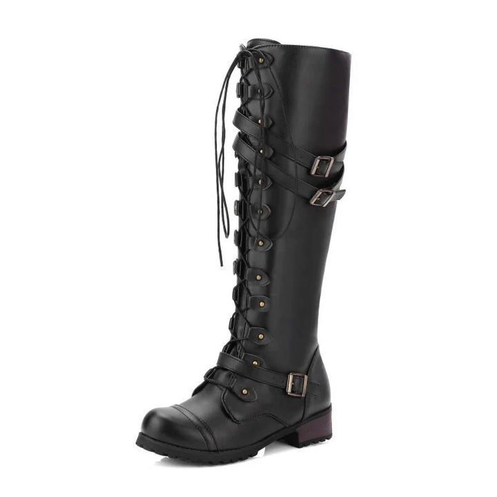 Retro Schnürstiefel mit Schnalle 0