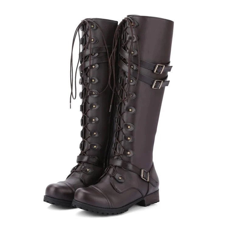 Retro Schnürstiefel mit Schnalle 1