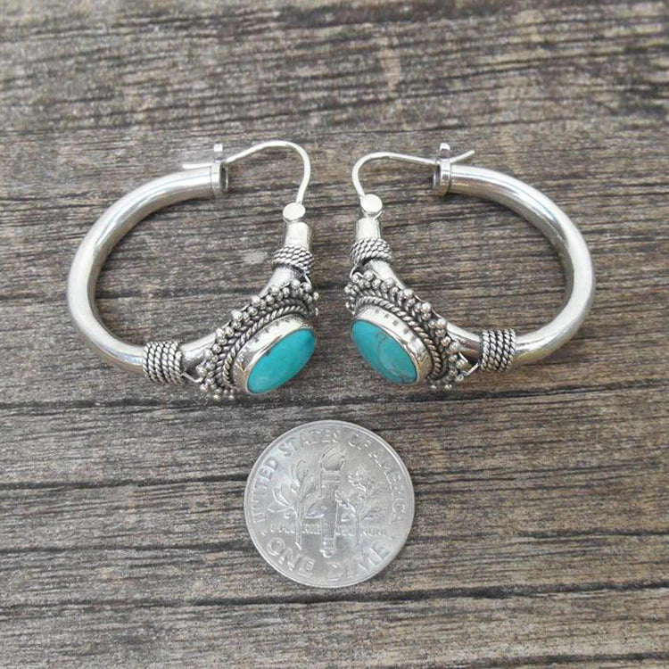 Retro Turquoise Earrings – Elegant Jewelry for Every Occasion, Metal Studs 2