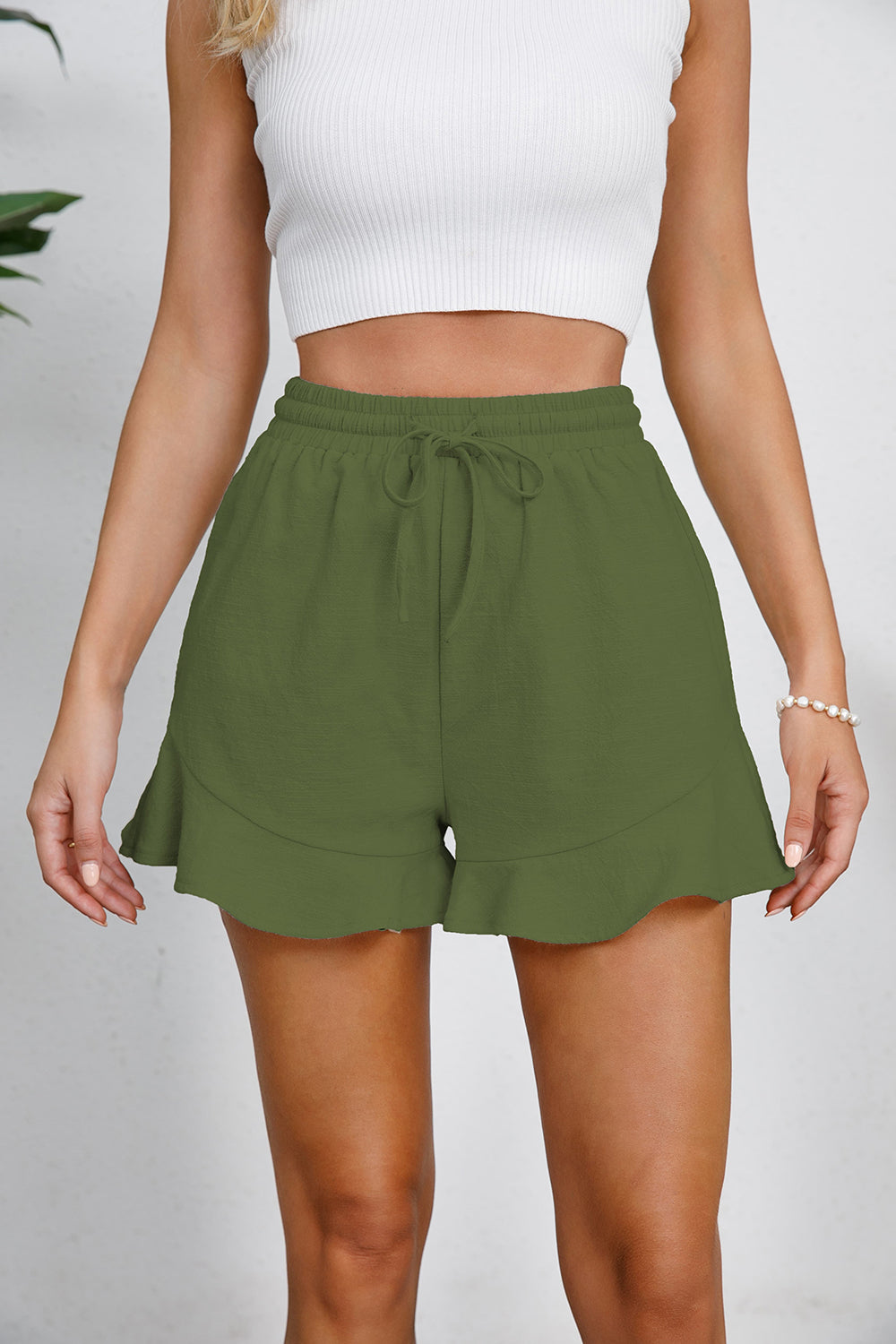 Ruffled Drawstring Hem Women's Shorts - Casual Summer Style for Effortless Chic Look 9