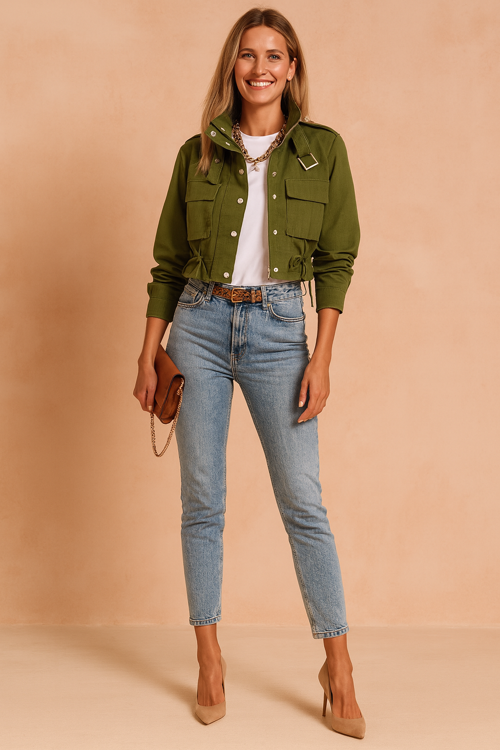 Sandra | Short jacket with pockets and a high collar 1