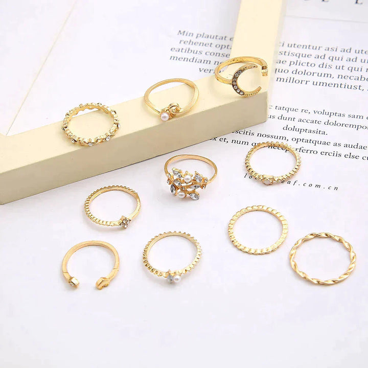 Set of 10 Pairs of Gold and Silver Boho Rings – A Universal Design for Every Occasion 3