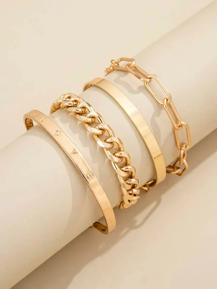 Set of Women's Bracelets in Gold Color - Elegant Jewelry for Every Occasion, Adjustable Length, Modern Design 2