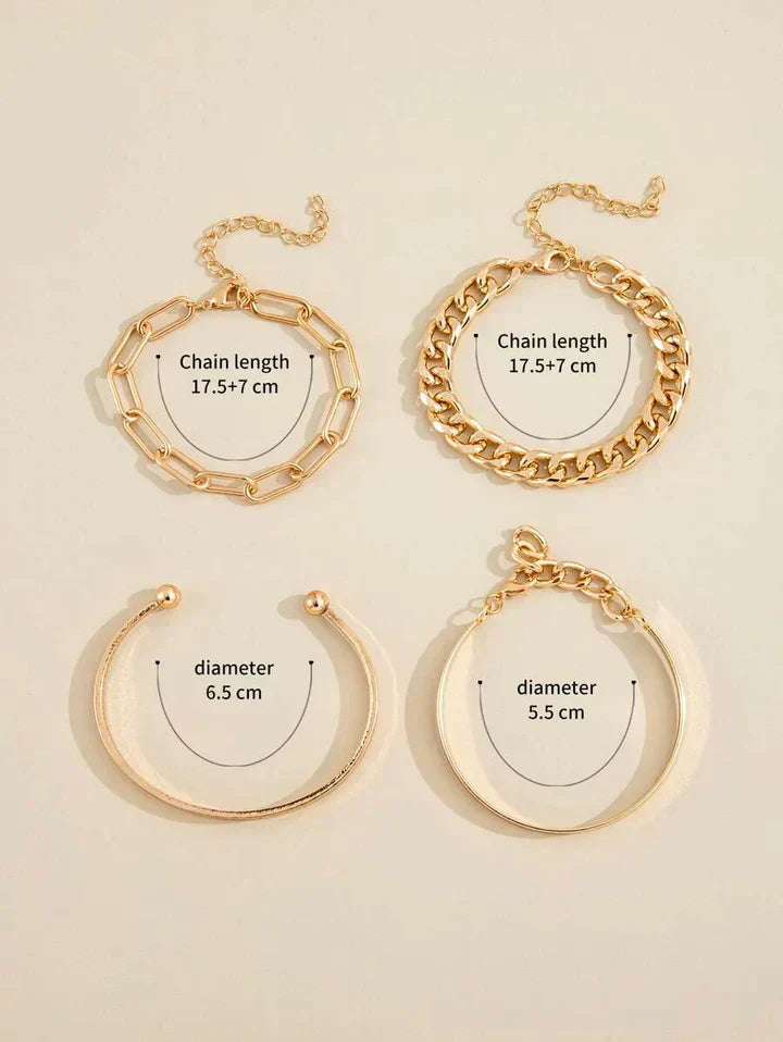 Set of Women's Bracelets in Gold Color - Elegant Jewelry for Every Occasion, Adjustable Length, Modern Design 3