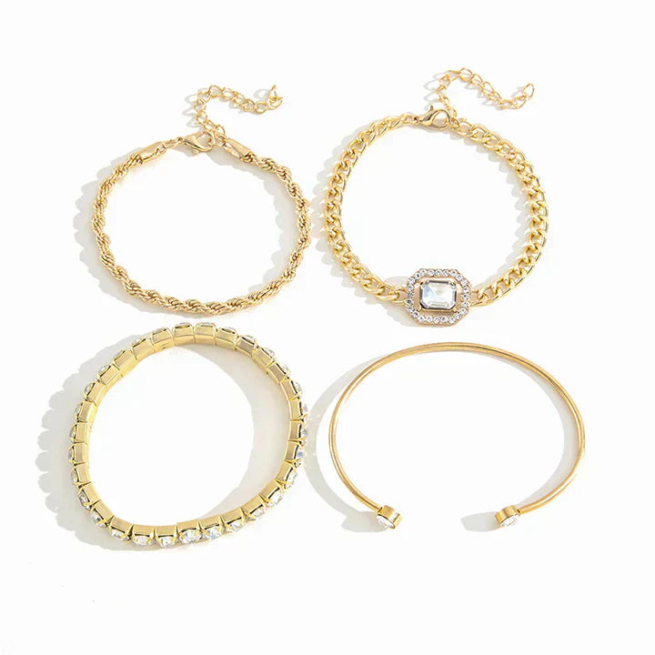 Set of Women's Bracelets in Gold Color - Elegant Jewelry for Every Occasion, Adjustable, Modern Design 2