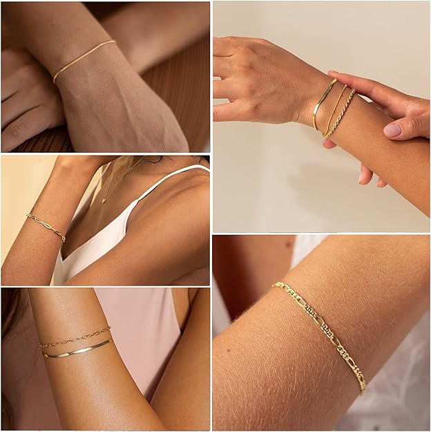 Set of Women's Gold Bracelets - Elegant Jewelry for Everyday and Special Occasions 3