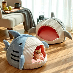 Shark-shaped cave bed for dogs and cats (40x40x32cm) 3