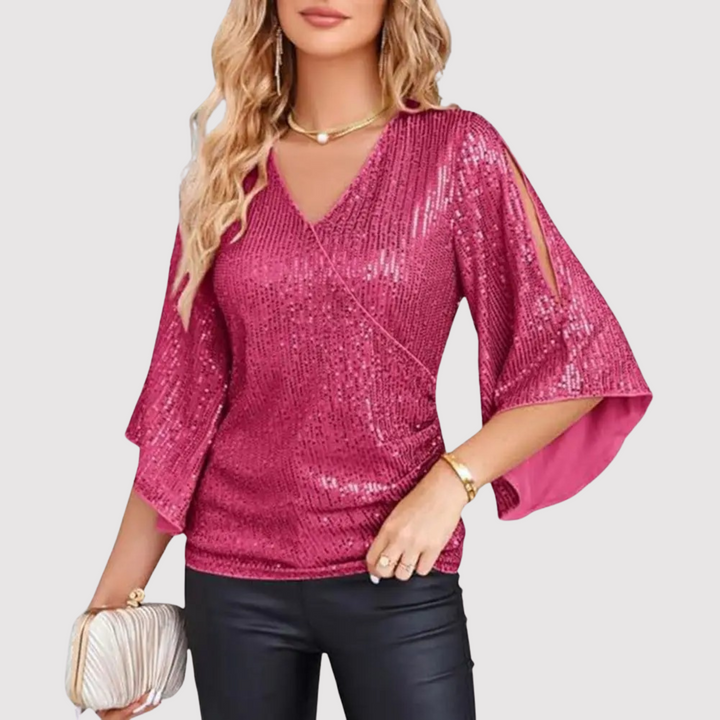 Short-sleeved sequined top for women | New Year 0