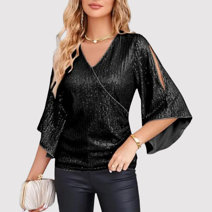Short-sleeved sequined top for women | New Year 2
