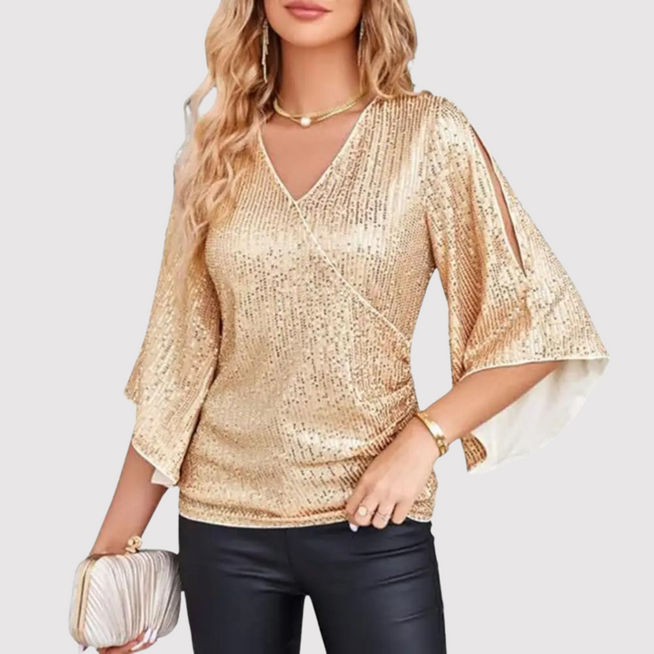 Short-sleeved sequined top for women | New Year 3
