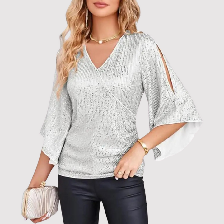 Short-sleeved sequined top for women | New Year 4