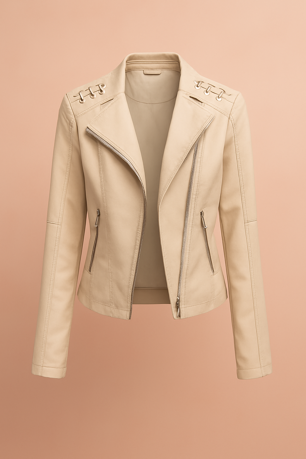 Short Winter Jacket with Zippers and Shoulder Details 4