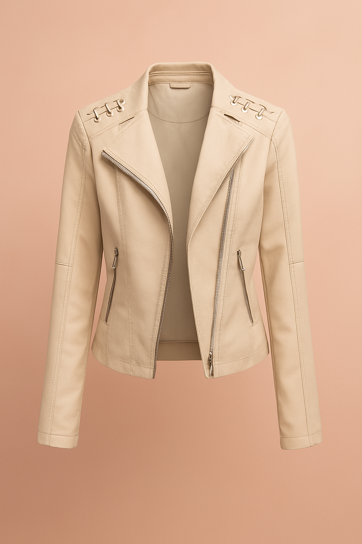 Short Winter Jacket with Zippers and Shoulder Details 4
