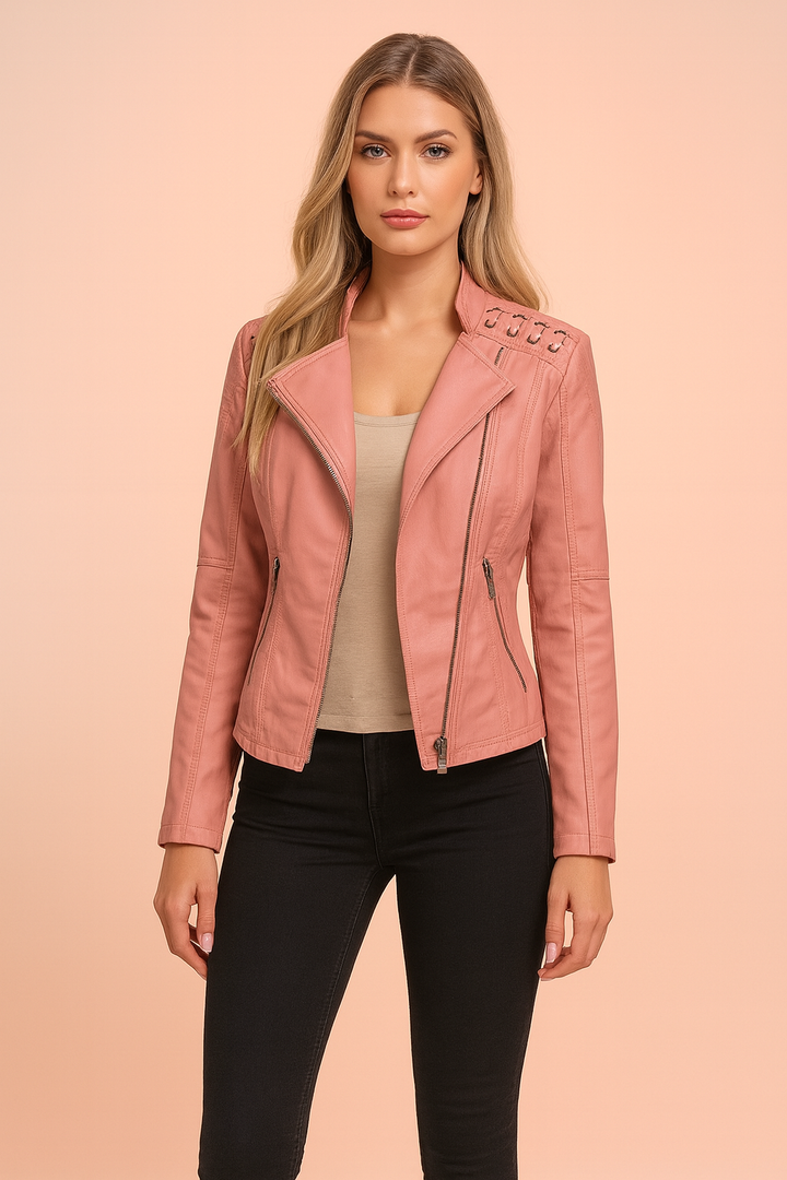 Short Winter Jacket with Zippers and Shoulder Details 5