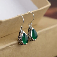 Silver Boho Earrings with Emeralds – Elegant Jewelry for Every Occasion 0