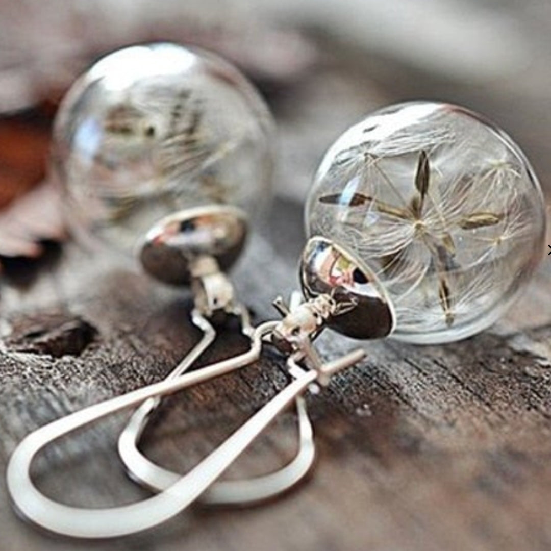 Silver Earrings with a Dandelion Pendant – Elegant Jewelry 0
