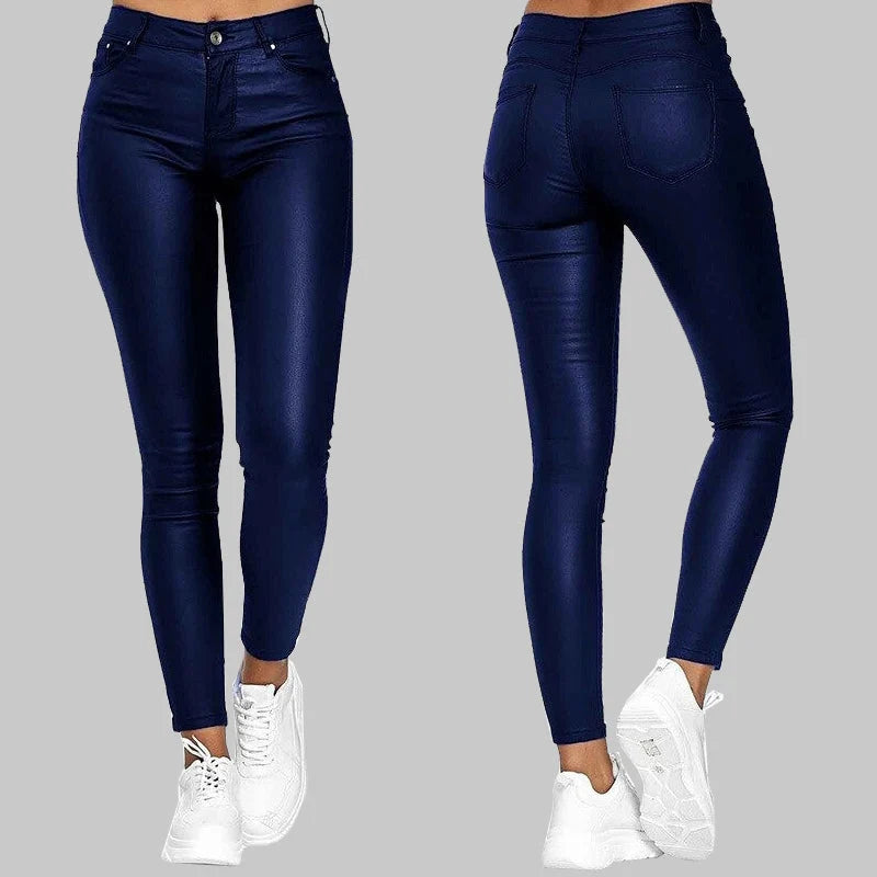 Slim Fit High Waist Skinny Leather Pants for Men and Women 1
